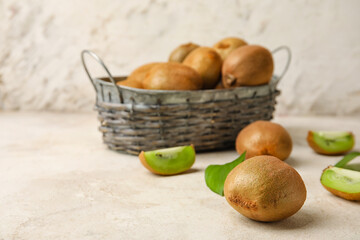 Fresh kiwi fruit on grunge background