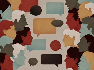 Crowd with speech bubbles