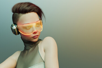 Futuristic goggles and headphones