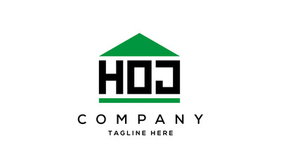 HOJ three letter house for real estate logo design