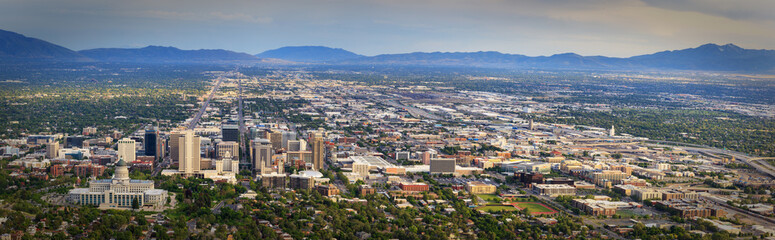 Downtown Salt Lake City at Dusk Panoramic