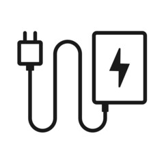 Power bank battery phone charger with usb cable symbol. Illustration vector