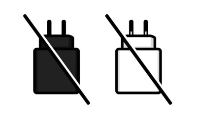 No smartphone USB charger adapter. Mobile phone charger prohibited. Illustration vector