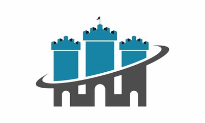 Modern castle building vector logo