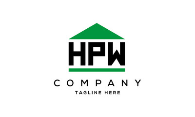 HPW three letter house for real estate logo design