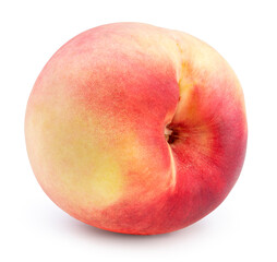 US Peach fruit isolated on white background, Fresh Peach on White Background With clipping path.
