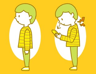 スマホ首の男性