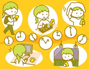 一日中スマホを見ている女性