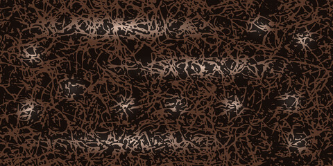 Elegant vector brown texture with the effect of scratches, cracks, highlights and scuffs. Abstract chocolate-colored background with black streaks. Luxury template for your design.