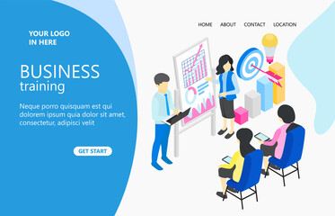 Business training or courses concept. Can use for web banner, infographics, hero images. Flat isometric vector illustration isolated on white background.
