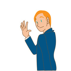 手を振る白人の男性