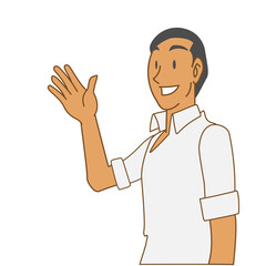 手を振るアジアの男性