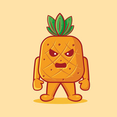 cute pineapple fruit mascot with angry gesture isolated cartoon vector illustration 