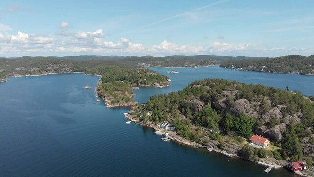 Exclusive properties on private island in Kragerofjorden, Norway - drone view