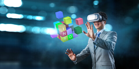 Man wearing virtual reality goggles