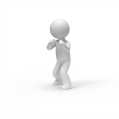 3d man standing with fighting gesture.