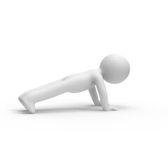 3D man doing push-up exercise