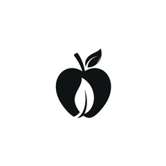 Apple Vector Logo negative space Leaves, Creative Emblem Design 