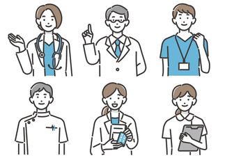 福祉、医療従事者の人物のベクターイラスト素材／医者／薬剤師／上半身／バストアップ