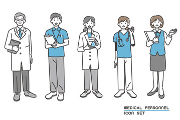 福祉、医療従事者の人物のベクターイラスト素材／医者／薬剤師