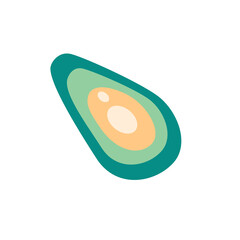 Healthy avocado with a large bone,vector illustration. For menu design, printed products. Isolated on a white background.  