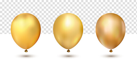 realistic golden chrome elegant balloons collections set for black friday on transparent background