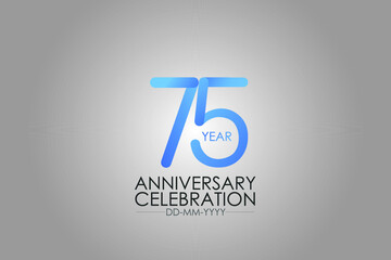 Smart Modern look 75 year anniversary celebration simple and elegant clean look for greeting card, invitation, banner - vector