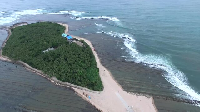 宮崎県の青島海岸を上空から見た風景、日本宮崎県の有名な観光地