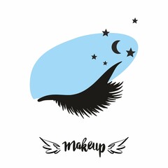 Eyebrow and long eyelashes of a girl