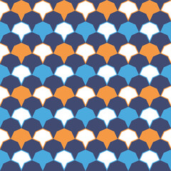 Fototapeta premium Japanese Overlap Geometric Fan Vector Seamless Pattern