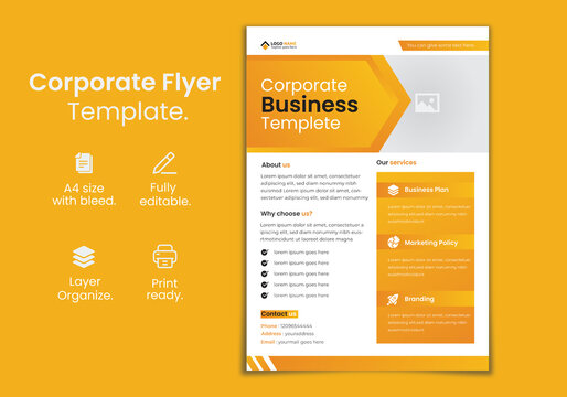 Creative Corporate flyer template, business flyer, Print-ready modern flyer template, Flyer, A4, Brochure, Poster, Vector template design for advertising purpose.
