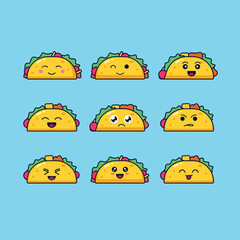 taco kawaii character set