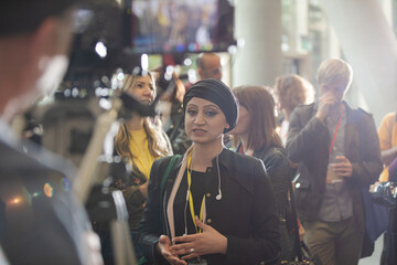 People talking during conference break