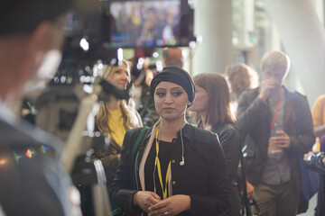 People talking during conference break