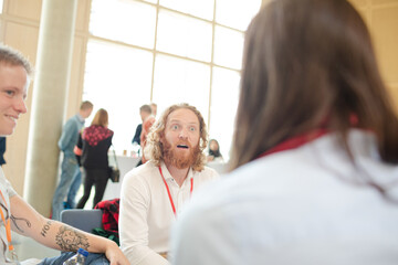 Fototapeta premium People talking during conference break