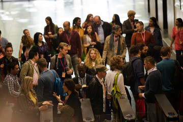 People talking during conference break