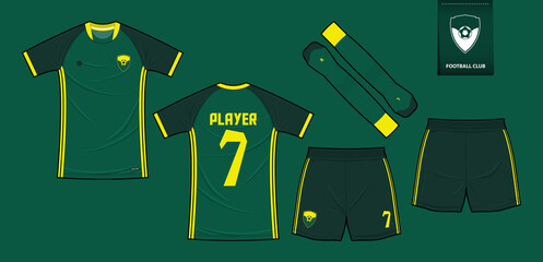 Soccer jersey or football kit mockup template design. Soccer logo in flat design. 