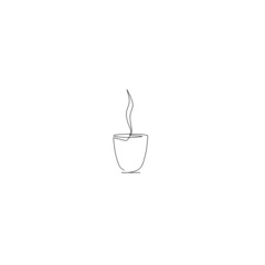 Continuous line drawing of coffe cup, mug design, object one line, single line art, vector illustration