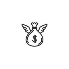 Fly Dollar Money Line Icon