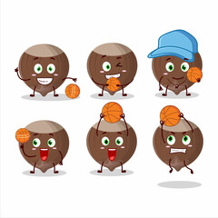 Talented hazelnut cartoon character as a basketball athlete
