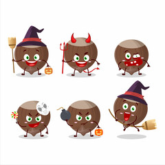 Halloween expression emoticons with cartoon character of hazelnut