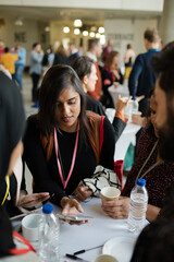 People talking during conference break