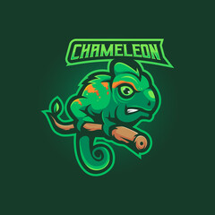 Chameleon mascot logo design vector with modern illustration concept style for badge, emblem and t shirt printing. suitable for team, sport, esport, gaming and community