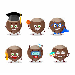 School student of hazelnut cartoon character with various expressions