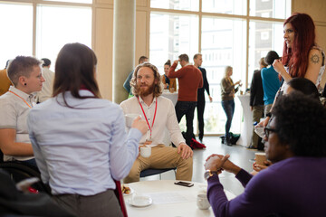 Speaker talking with audience