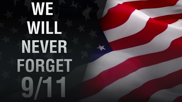 Patriot Day. September 11. We will never forget. United States Flag with 911 concept. 9.11 Never Forget USA footage video. September 11, Patriot Day background in colors of national american flag
