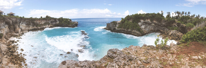 Amazing scenery, white sand beach, Crystal clear water at Lembongan, Indonesia