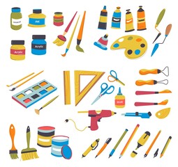 School supplies for art lessons and classes vector