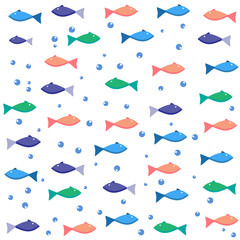 Fish seamless pattern . Background with fish.  Vector illustration.