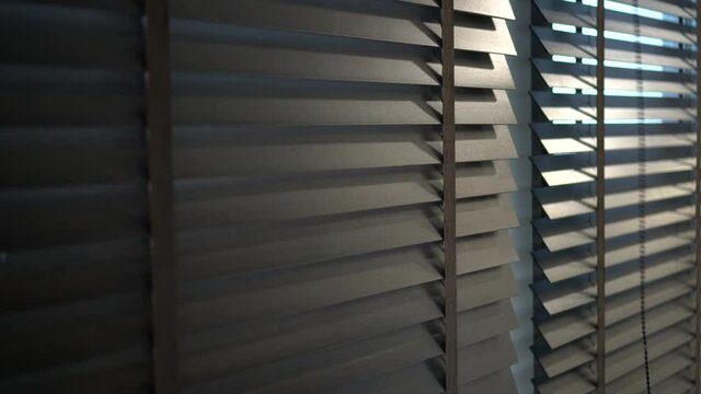 Open and close Venetian wood curtain blinds for modern  interior shading shutter design